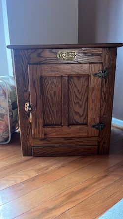 Very unique from acorns to furniture, solid oak table/hamper