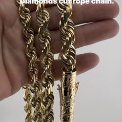 14K GOLD 10mm-14mm 26in diamond cut rope chain. brand new in stock.