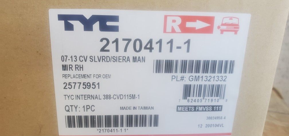 2013 CHEVY SILVERADO Passenger Side MIRROR