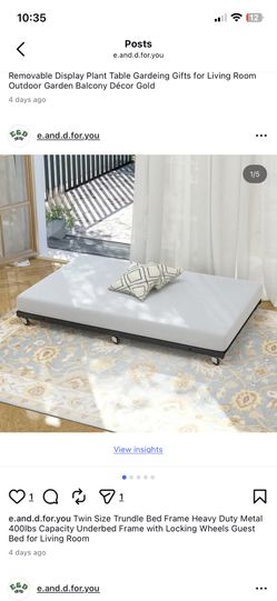 Twin Size Trundle Bed Frame Heavy Duty Metal 400lbs Capacity Underbed Frame with Locking Wheels Guest Bed for Living Room