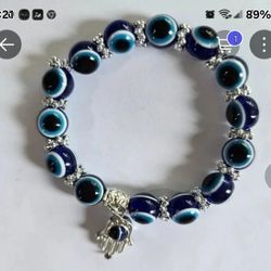 HAND OF GOD  PROTECTION HAMSA CHARM TURKISH EVIL EYE  BANGLE 1 SIZE BRACELET