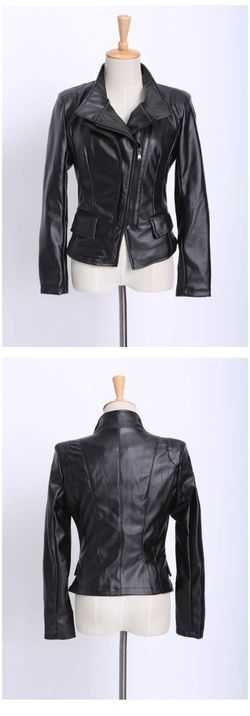 Front zip leather jacket
