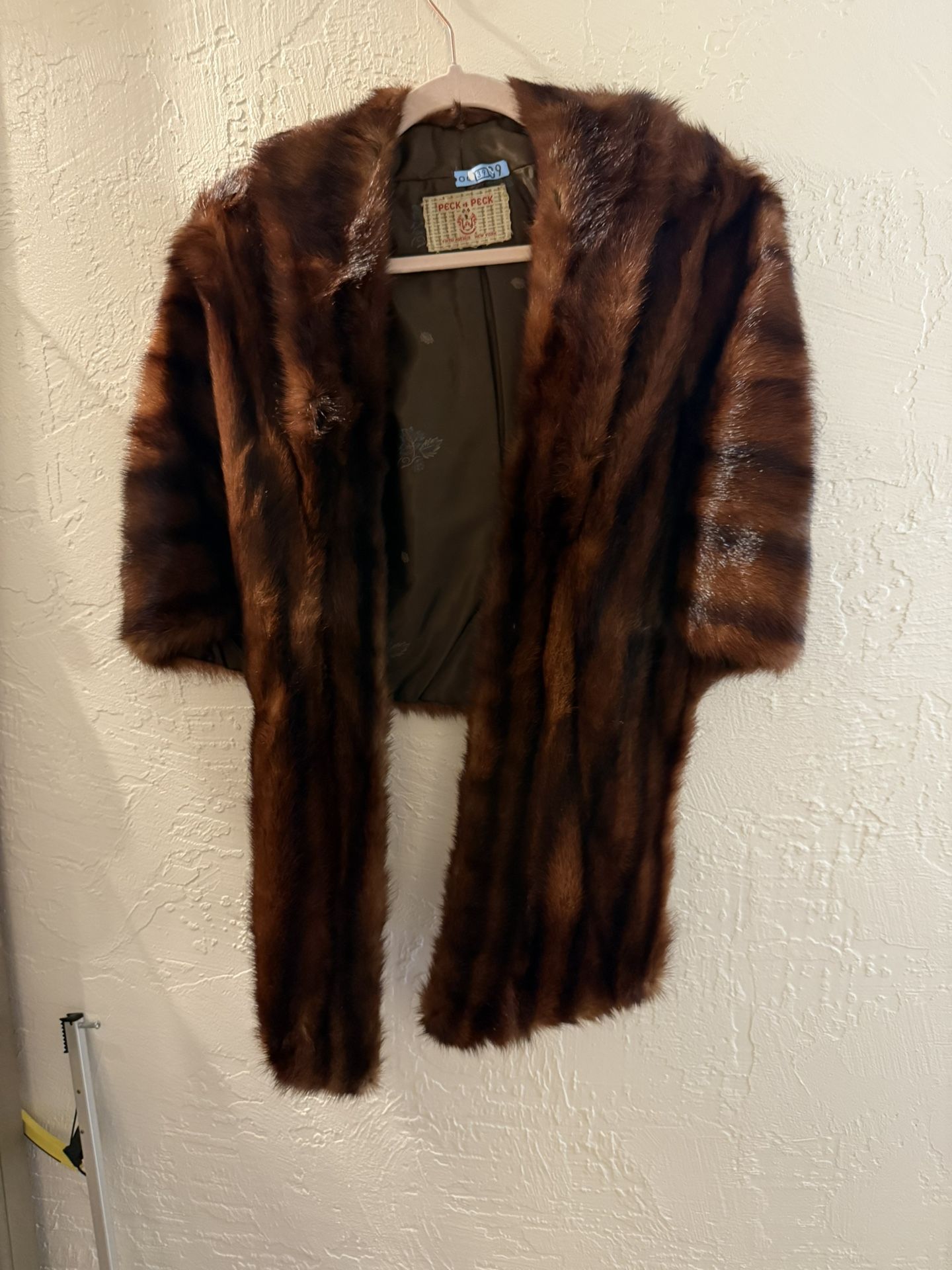 Vintage Stripe Mink Fur Stole Cape Capelet Wrap Shawl