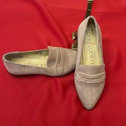 SOLE SOCIETY Jessica Dusted Plum Leather Suede Loafers Size 6.5 