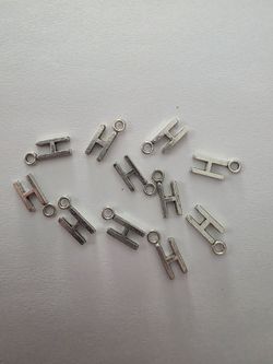 Silver Letter H Metal Charms – Lot of 12
