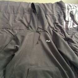 FILA men’s performance black quarter-zip pullover hoodie