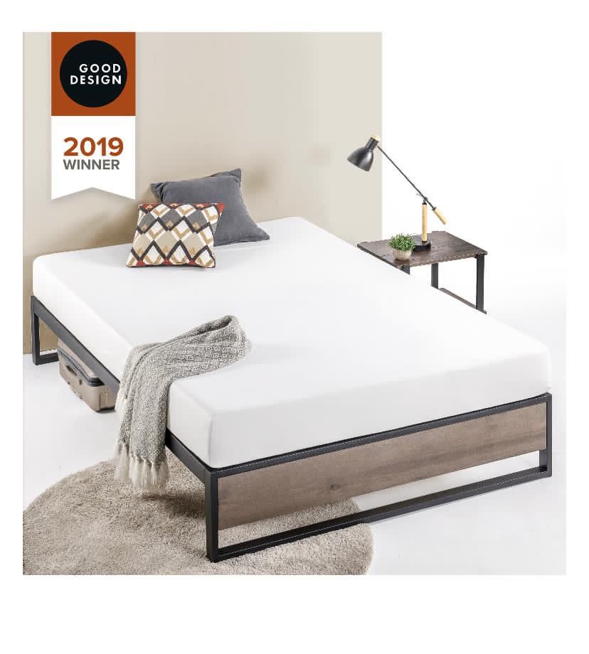 14” Metal And Wood Platforma Bed Twin