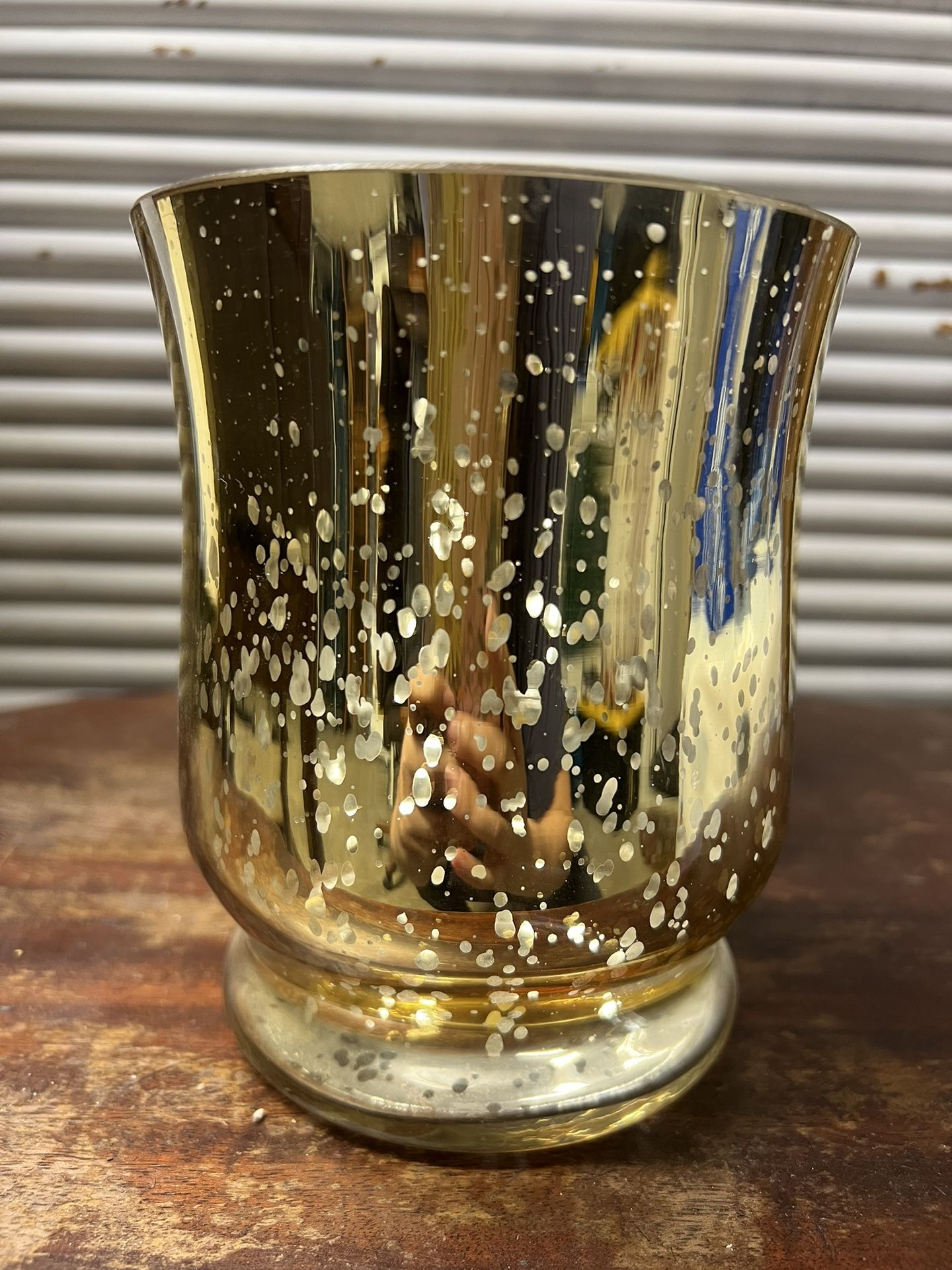 Pair of Gold Mercury Glass Candle Holders