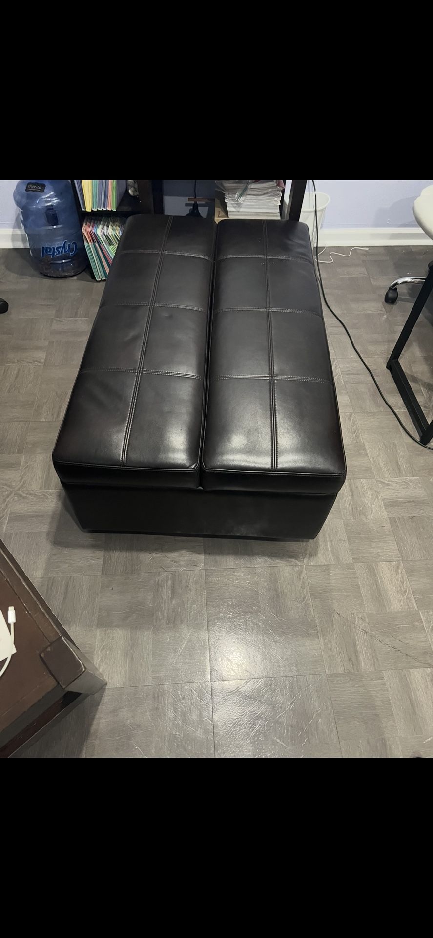 Large Black Ottoman/ With Fold Out Bed