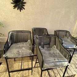 Glenwood Set of 2 Black Metal Frame Stationary Dining chairs