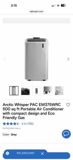 Arctic Whisper PAC EM375WRC 500 sq ft Portable Air Conditioner with compact design and Eco Friendly Gas ** 1 4.4 （169） PACEM375WRC-6ALLG