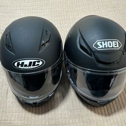 HJC and SHOEI black Medium Size Helmets 