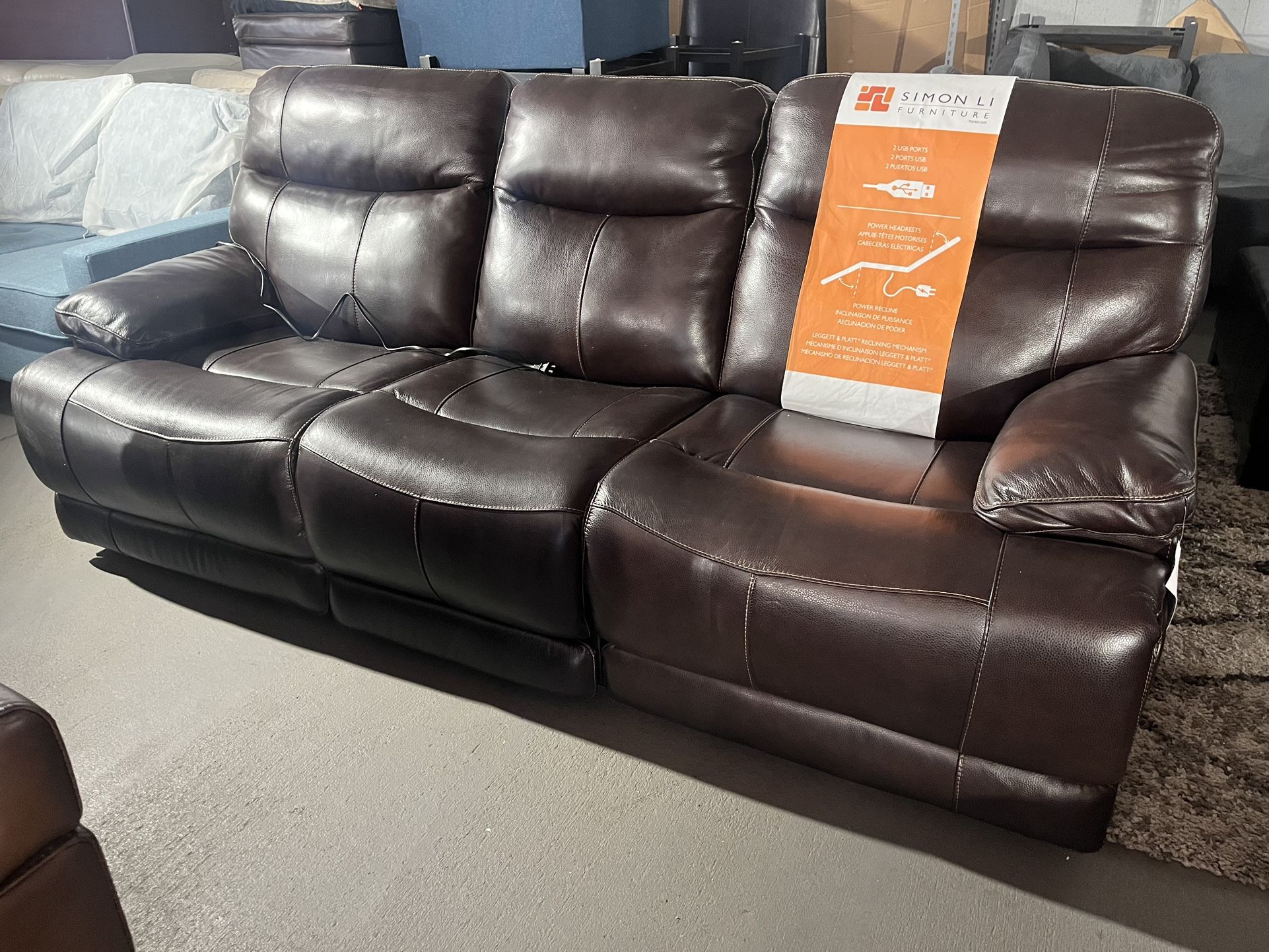 Leather Power Recliner Sofa