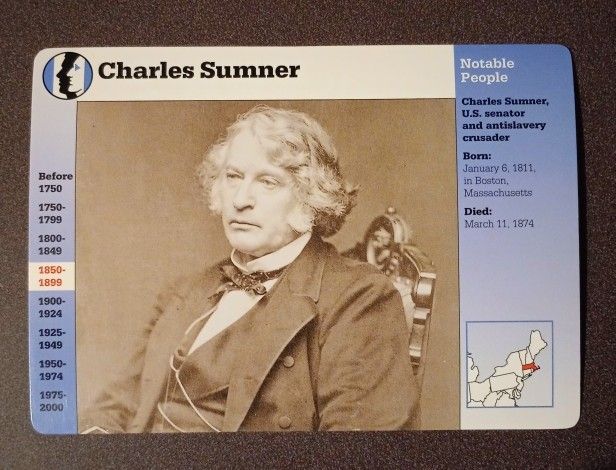 1997 Grolier Charles Sumner Massachusetts Senator Anti-Slavery History Vintage Collectible Large Card 