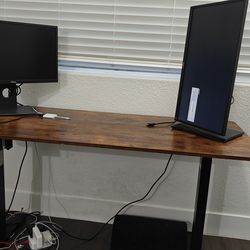Electric Standing Desk + 2 Monitors - $130 for everything