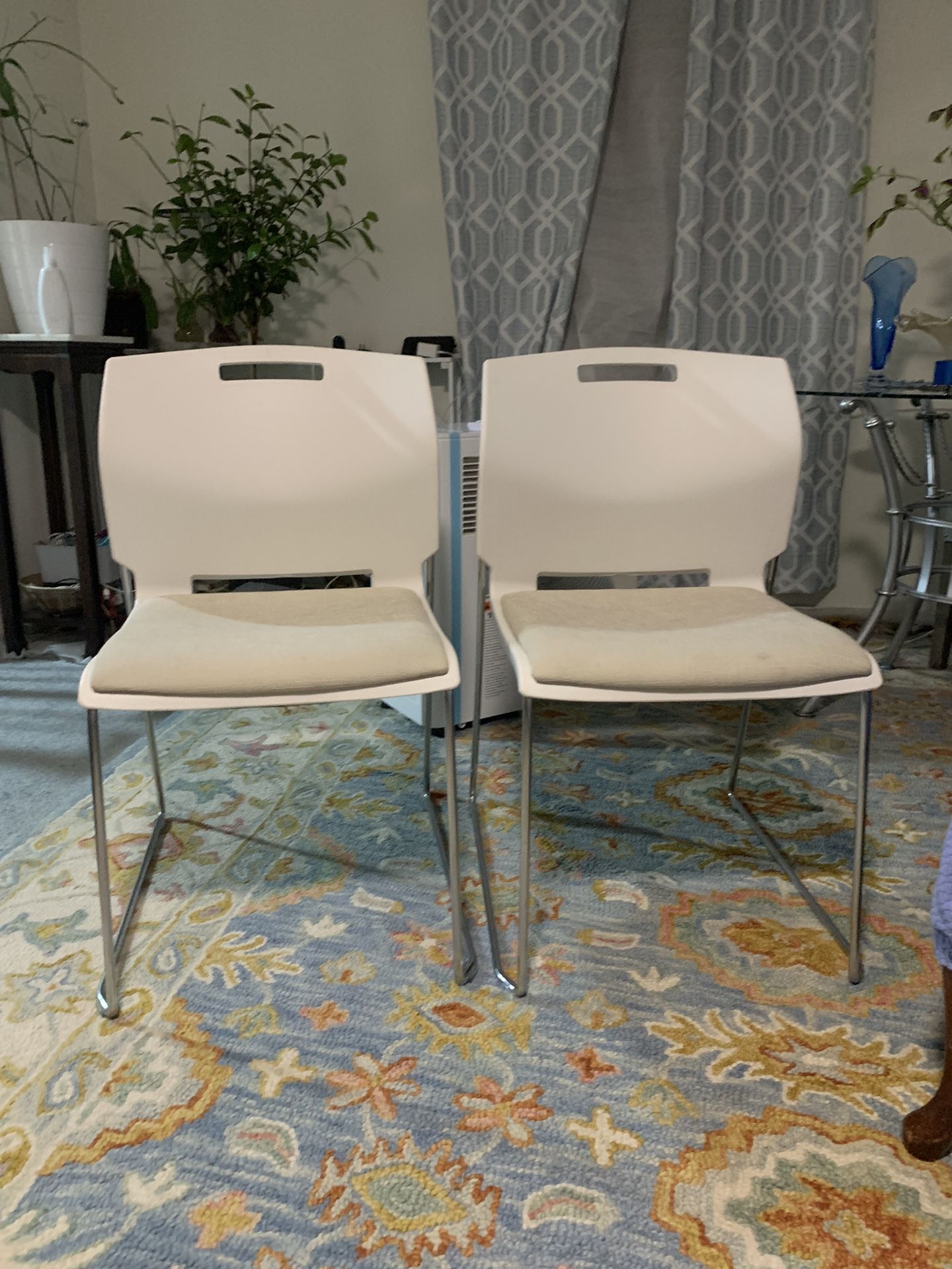 2 Global Popcorn Chairs With Upholstery Seats