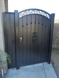 Black Wrought Iron Arched Garden Gate