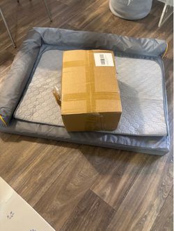 Large Size Dog, Waterproof Dog Bed with Anti-Slip Mat Washable, Memory Foam Orthopedic Pet Bed Chew Proof Pet Couch (Grey)54x36