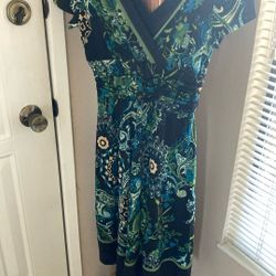 Beautiful Multi Color Dress With Plunging Neckline Front And Back