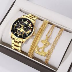 3PCS Set Fashion Mens Business Watches 