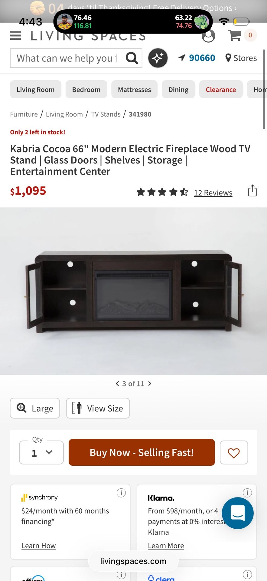 Kabria Cocoa 66" Modern Electric Fireplace Wood TV Stand | Glass Doors | Shelves | Storage | Entertainment Center