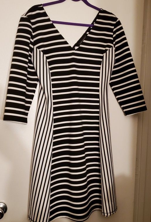 Lane Bryant Size 14/16 Black and White Striped Dress