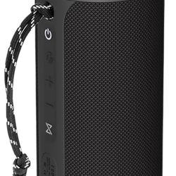 Portable Bluetooth Speaker, IPX7 Waterproof, TWS Pairing, Built-in Mic, Long Playtime, Wireless Stereo for Home & Travel - Black