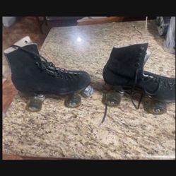  Roller Skates Riedell Size 8 Quad Roller Skates Black Suede W Custom Wheels