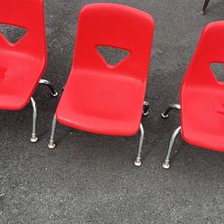 3 Strong, Good Condition, Plastic And Metal Kids Chairs 8 Inch High