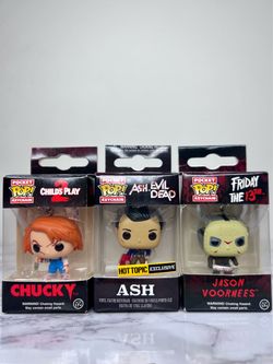 Horror Chucky, Ash & Jason Funko Pocket Pop! Keychain NEW