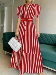 Red & white striped Dress - XL