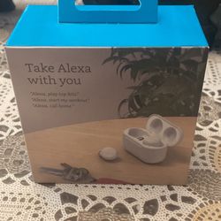 Amazon Echo Buds with Active Noise Cancellation (newest model), Wired charging case, Glacier White
