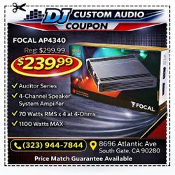 Focal Auditor Series AP 4340 Car Amplifier 4-Channel System 1100 Watts Max 🚨 Payment Options Available 🚨 No Credit Needed 🚨 