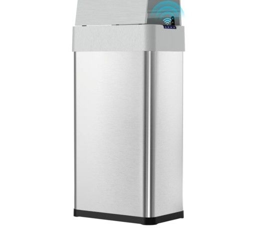 Automatic Trash Can, 70L Stainless Steel Motion Sensor Garbage Bin, Touchless Brushed Wastebasket, W/Butterfly, Soft-Close Lid, for Living, Dinning Ro