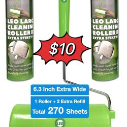 ❤️$10❤️ 6.3-Inch Wide Lint Roller, Super Sticky Surface. Ideal for Pet Hair. Includes 8-Inch Handle, 1 Roll (90 Sheets), 2 Refill Rolls (90 Sheets Eac