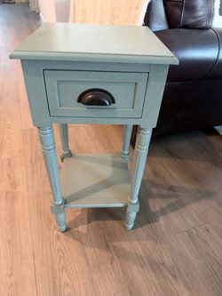 Sage Green Wood Accent Side Table with Drawer