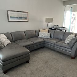 RC Willey Leather Sectional Sofa