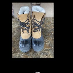 Kamik Winter Waterproof Tan Suede/Rubber Winter Boots women's Size 9 EUC 