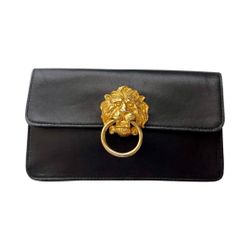 Vitange Bebe Black Purse Leather And Metals Gold 9” x 5” 