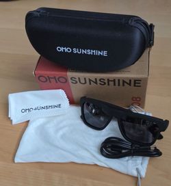 Black OhO sunshine Bluetooth Audio Sunglasses, Lightweight Open Ear Sport Glasses, 10H Playtime, Water Resistant with Voice Control