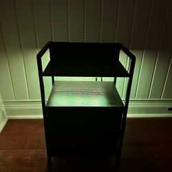 Night Stand with Charging Station, LED Nightstand with Storage 2 Shelfs & 2 Fabric Drawers