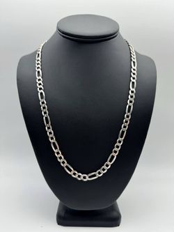 New Jewelry .925 sterling silver Figaro link chain necklace 22” 7.00mm