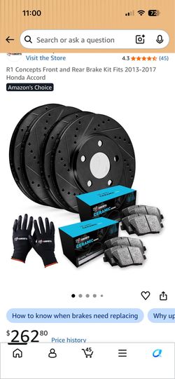 R1 Concepts Front brakes Kit Fits 2013-2017 Honda Accord