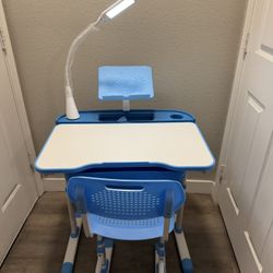 Kids Study Desk And Chair With LED Lamp