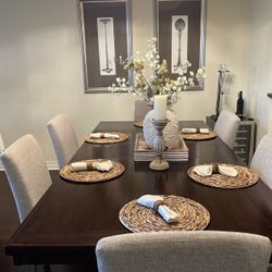 Solid Dark Wood Dining Table With 6 Chairs!  