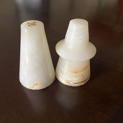 Vintage Marble Salt & Pepper Shakers - Stone Cream Ivory