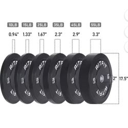 ✌️ 2Pcs RitFit 45LB Bumper Plates Olympic Rubber Weight Plates