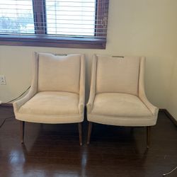 Mid Century Modern Beige Slipper chairs