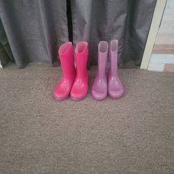 Pink Rain Boots And Purple Rain Boots Size 13  Each Pair