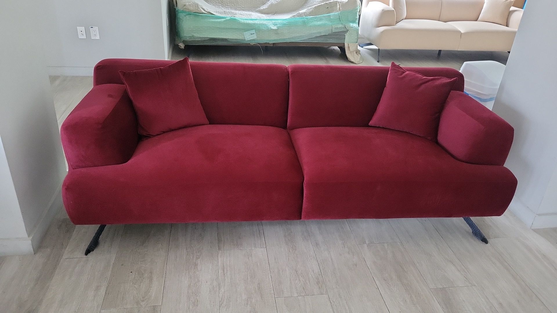 NEW SOFA RED BLACK BEIGE BROWN BKUE GRAY VELVET 90x38